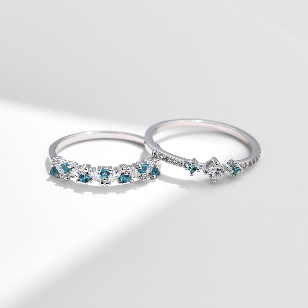 MODIAN 925 Silver Exquisite Eternity Band Paraiba Color CZ Ring Mint Green Stackable Rings For Women Fine Jewelry
