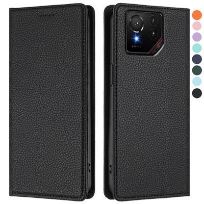 Luxe hoesje voor Asus Zenfone 12 Ultra 5G RFID-leren portemonneehoesje voor Rog Phone 9 8 Pro met magnetische flipcover