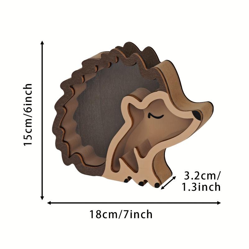 1 Creative Wooden Hedgehog Storage Box, Vintage Animal Design, Multi-use for Jewelry & Ornaments, Lovely Desktop Decor for Holiday Gifts