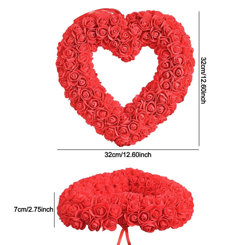 Valentines Day Wreath Heart Wall Decoration Fashion Valentine Wreath Door Wreath for Wedding Holiday Party Patio Living Room