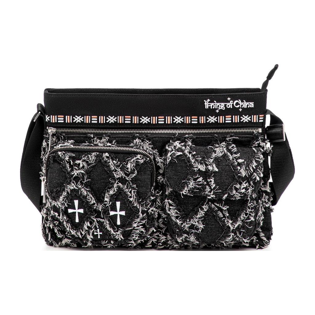 New LiNing Cotton Shoulder Bag, Crossbody Bag Unisex Black ABDT249-1