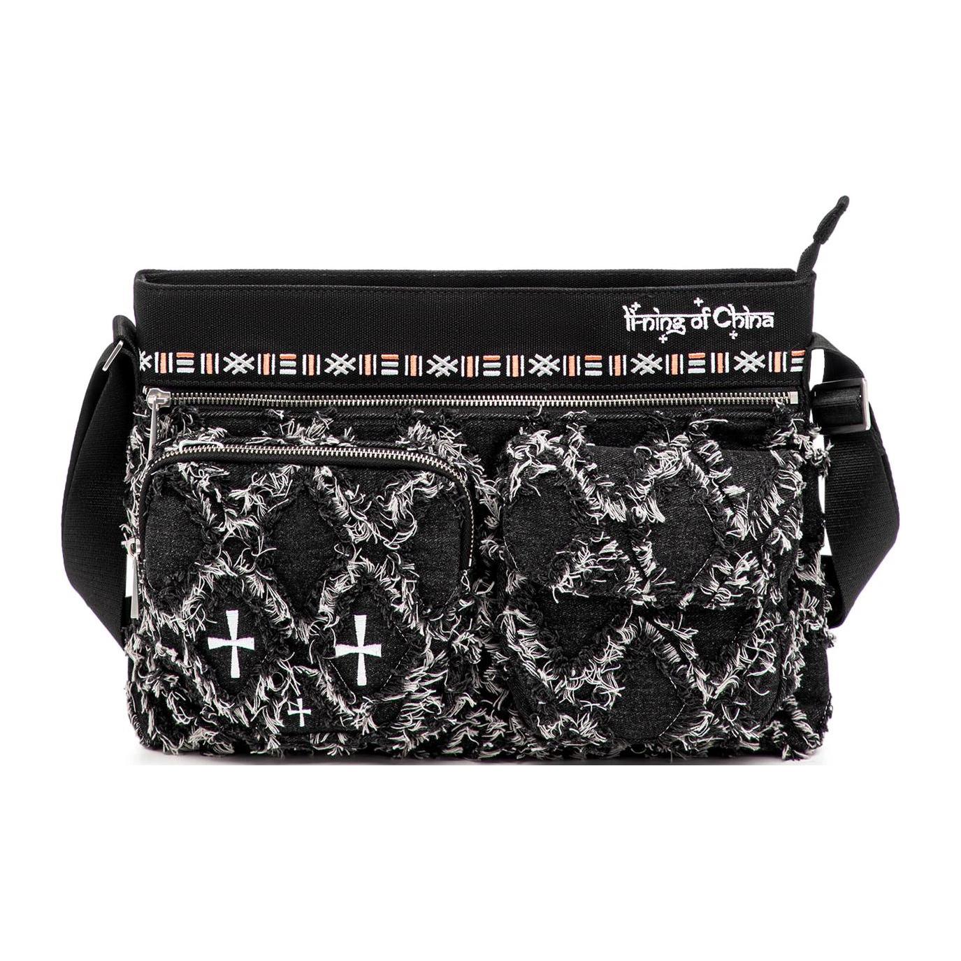 

New LiNing Cotton Shoulder Bag, Crossbody Bag Unisex Black ABDT249-1 35.1*6.1*24.9CM