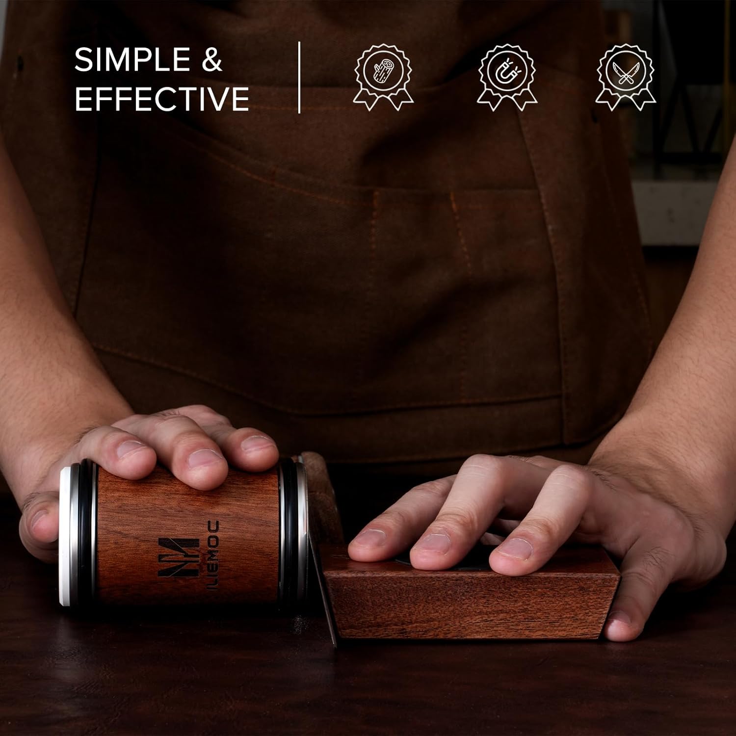 Rolling Knife Sharpener Kit, Kitchen Knife Sharpener with Diamond and Ceramic Grinding Disc, Magnetic Roller Knife Sharpening Kit with 15° & 20°