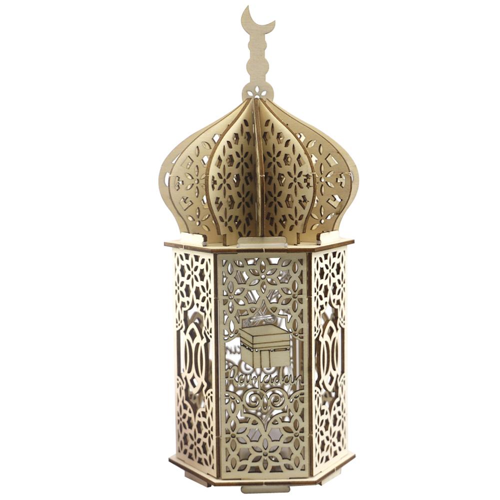 Wooden Ornament Decorative Led Light Party Supplies For Muslim Festival Eid Mubarak Decoration