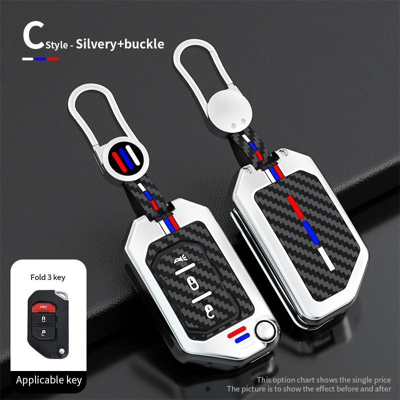 Zinc Alloy Car Key Case Cover Shell Fob for 2018 2019 Jeep Wrangler JL JLU Rubicon 2020 2025 Jeep Gladiator JT Sahara JLU
