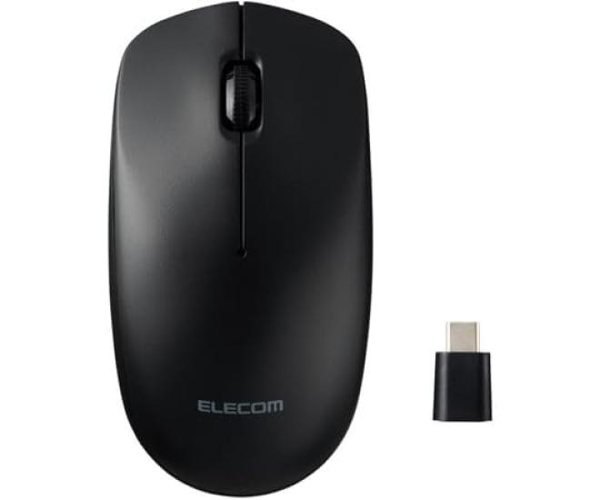 ELECOM Business-Grade Wireless 2.4GHz Optical Mouse, Type-C, 3 Buttons, Environmentally Friendly Packaging, Black, M-K8DRCBK