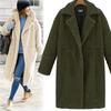 European and American Winter Women's Clothing Fleece Solid Color Medium and Long Woolen Coat Thickened Coat