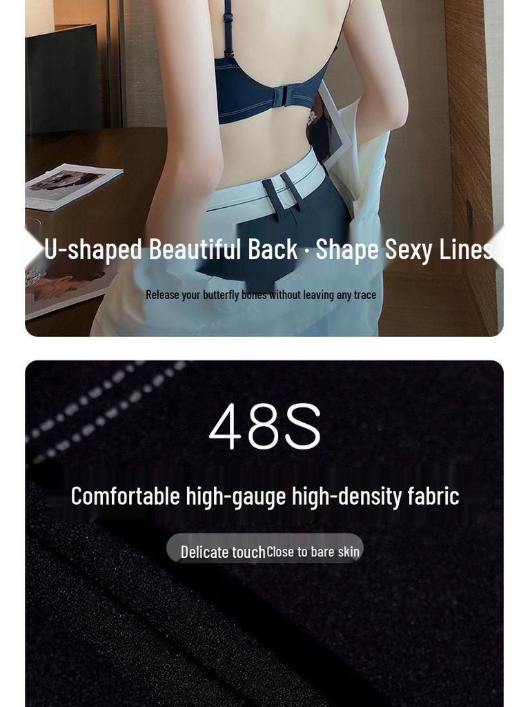 Women's Seamless Strapless Push-Up Bra: Anti-Exposure, Wireless, Sexy U-Back, Ideal for Small Breasts, Summer Thin