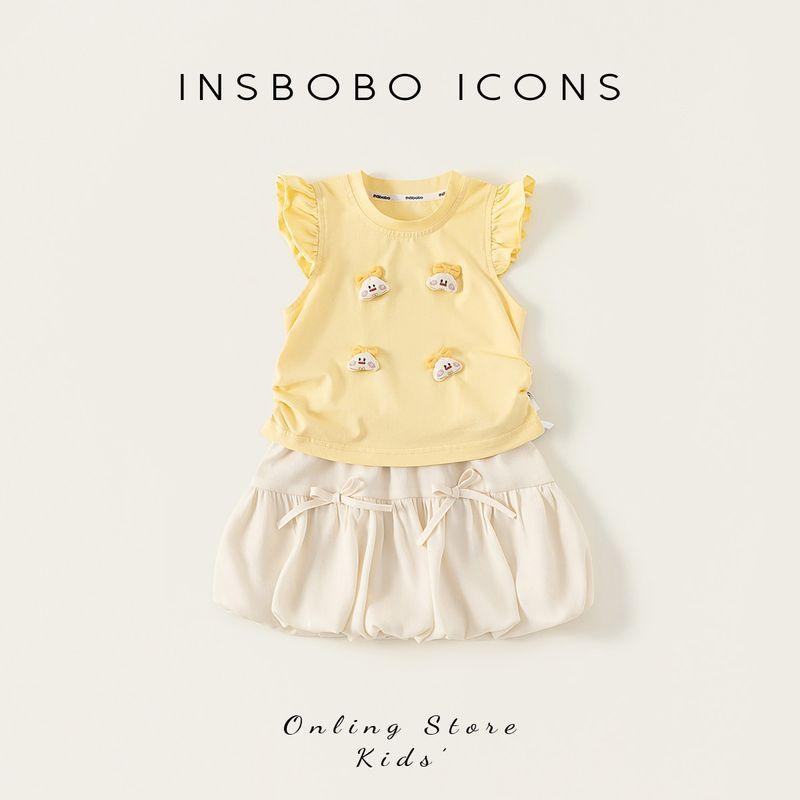 Летний костюм для девочек Insbobo, новый стиль, летняя одежда для малышек, детская одежда, комплект из двух предметов, модная детская одежда Yellow 80