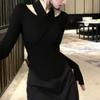 Winter High-end Sense, Light Luxury Fashion, Special Temperament, High-grade Black Neck-hanging Knitted Top for Women