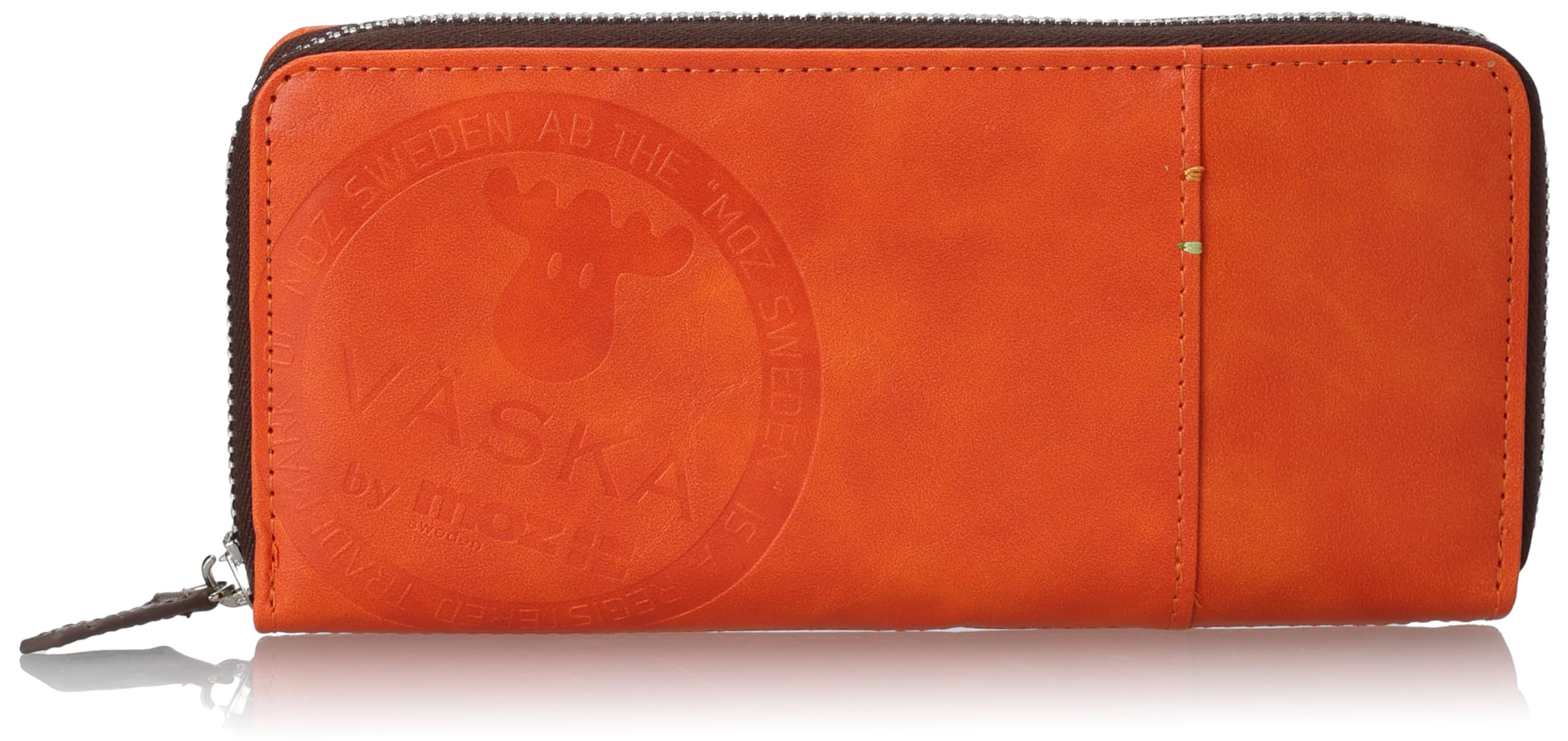 

VASKA by moz Veska Karion Round Zipper Long Wallet for Men and Large Slim Design with Synthetic Leather and PU Card and Coin Women, Capacity, Leather, помаранчевий