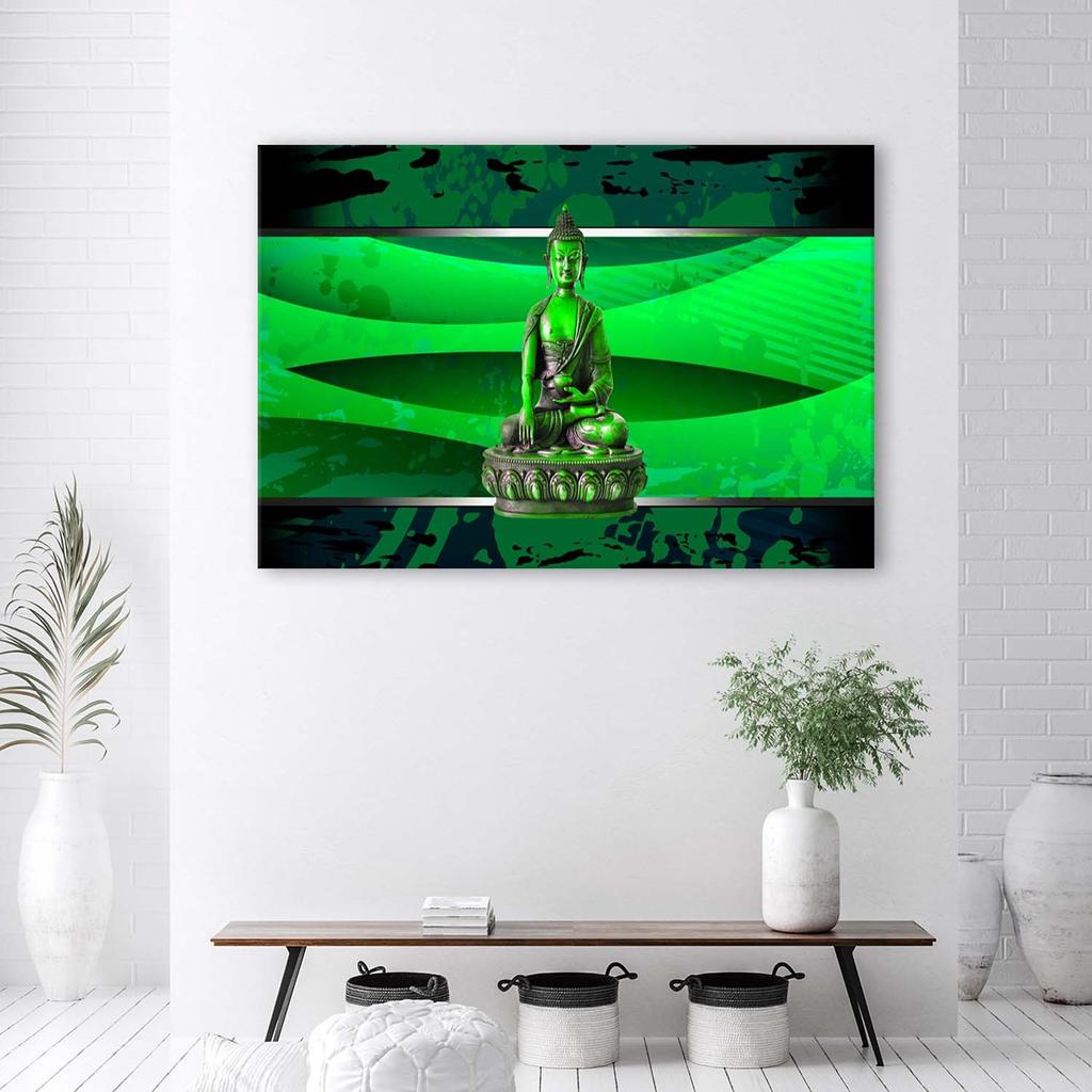 Canvas Print, Buddha On a Green Background