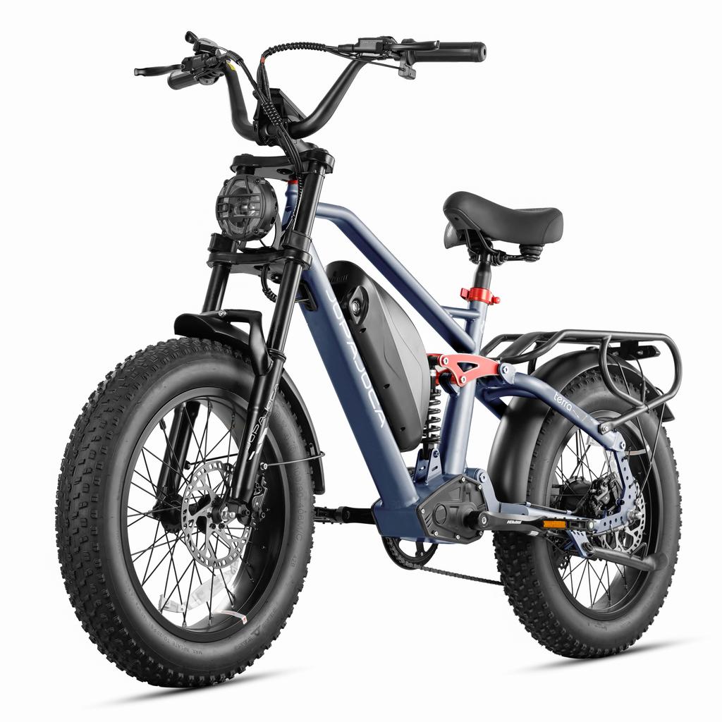 EAhora Terra Black/Green/Blue 1000W Single Motor 48V15AH Detachable Battery 20 * 4.0-inch Tire City Road with Suspension Electric Bicycle