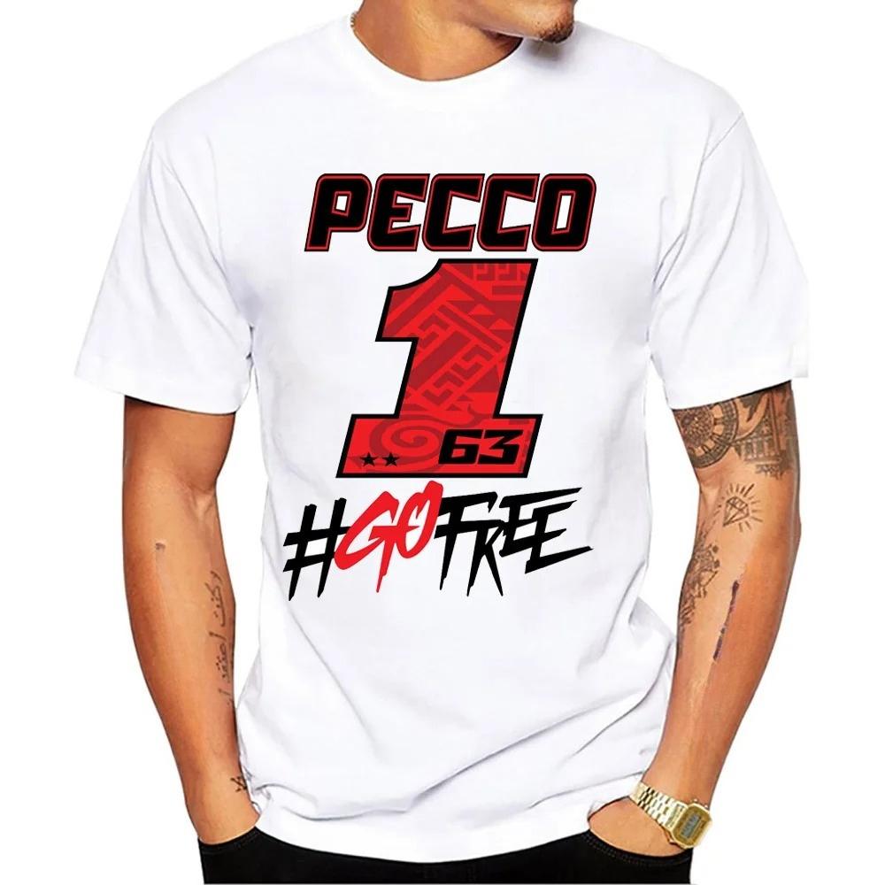 Francesco Bagnaia Pecco 1 GP Riding T-Shirt Hip Hop Boy Rider Casual T Shirt Pecco 63 Man Motorcycle Sport Racing White Tees