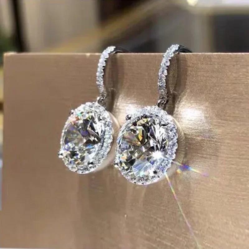 2026 Graceful Zircon Earrings for Female Dazzling Round Shape Crystal Delicate Gift Dainty Lady Bridal Wedding Accessories