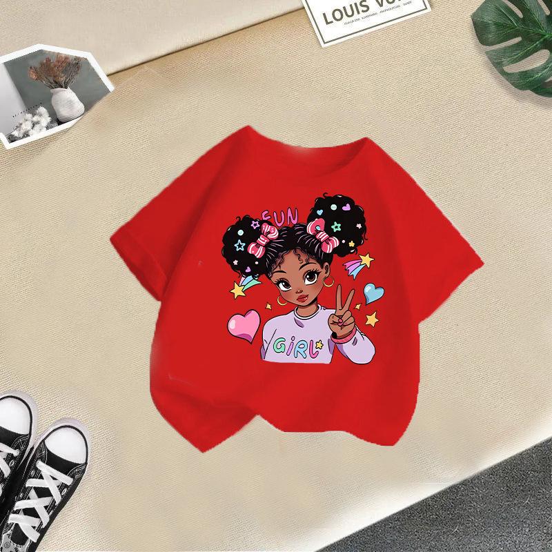 Girls' Cartoon Print Casual Round Neck Short-Sleeve T-Shirt - Summer Collection