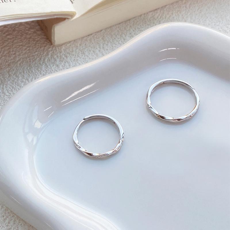 Adjustable 999 Sterling Silver Mobius Strip Couple Rings - Simple, Unique Band Pair