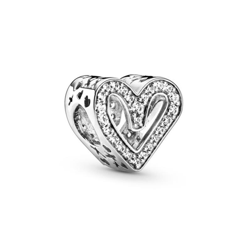 New Sparking Heart Clip Star Charm Beads Dangle Snake Fit Bracelet Necklace Beads For Diy Jewelry Women Gift