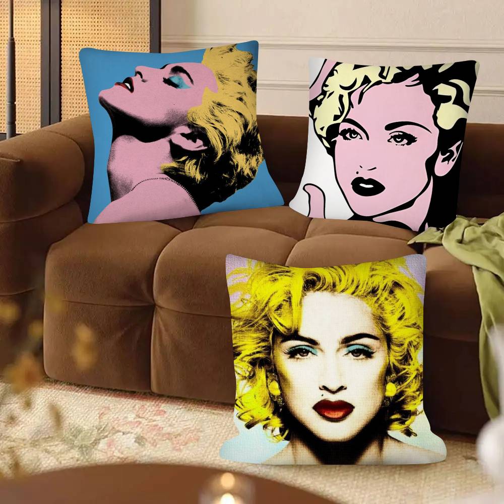 1Pc American Female Singer M-Madonna Pillow Case Fashion Square Pillowcase Bedroom Sofa Room Ins Decoration Leisure