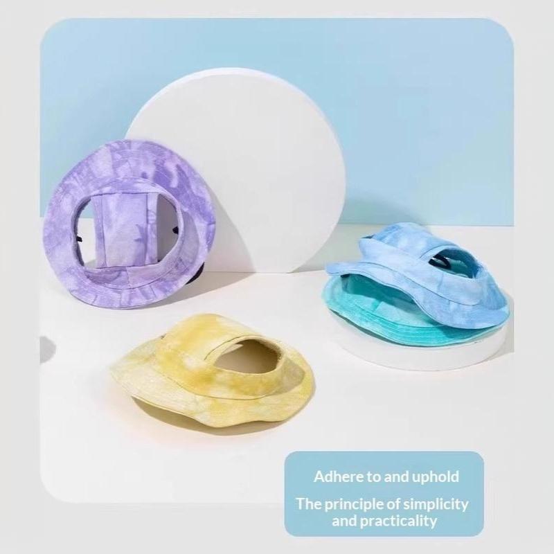 Summer Pet Baseball Cap with Ear Holes Adjustable Dyed Comfortable Dog Hat for Small Medium Dogs Outdoor Activities Home Use