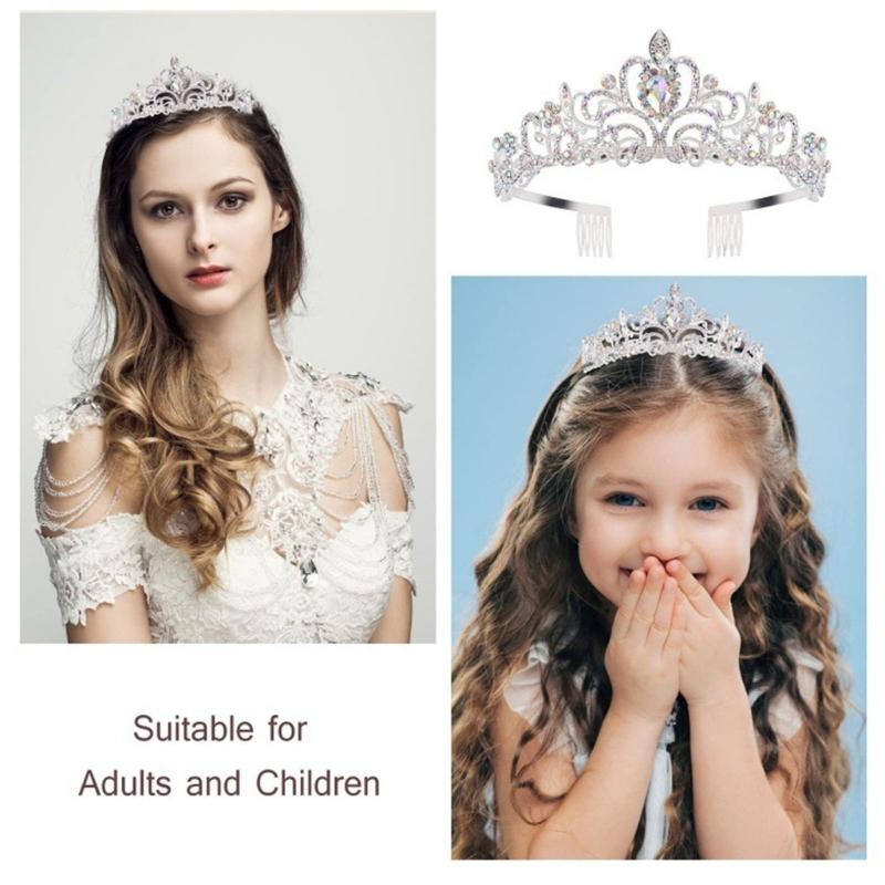 Rhinestones Tiaras For Women And Girls Elegant Crowns With Comb For Wedding Bridal And Party Hair Accessories