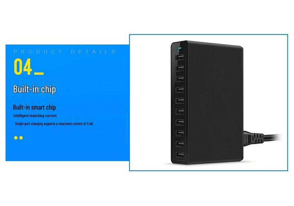 60W Multi-Port USB Charger 5V/12A - Fast Charging for Apple, Huawei, Xiaomi Devices