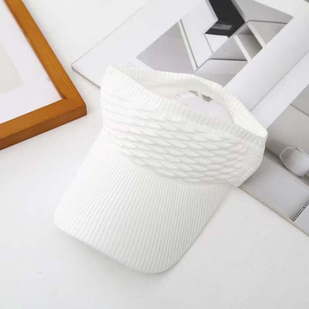 Solid Color Fish Scale Knitted Visor Cap Breathable Sunscreen Empty Top Hat  Women