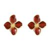 Fashion Korean Women Retro Drip Glaze Red Flower Earrings Women for Delicate Earrings Luxury Couple Engagement Jewelry Gift