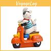 Resin Dog Cartoon Rabbit Figurine Ride Motorcycle For Home Office And Gift Party