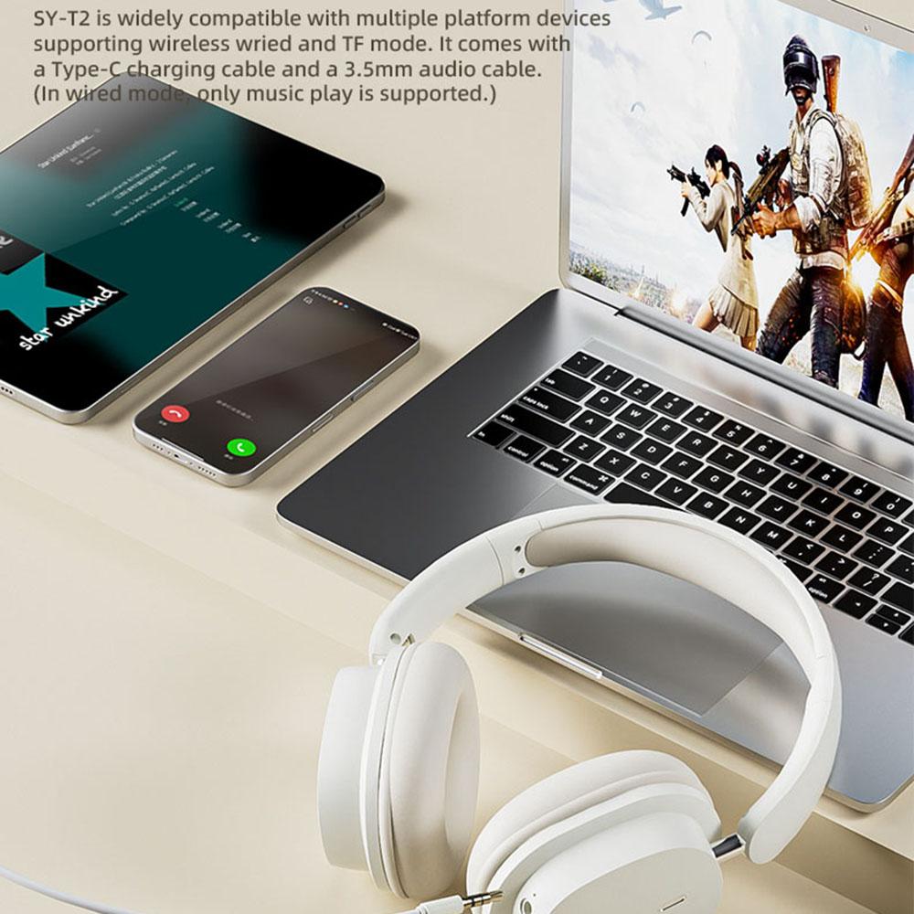 

SY-T2 Wireless Over-Ear Bluetooth-compatible Headphone Foldable Headset with Built-In Noise Cancelling Microphone Khaki