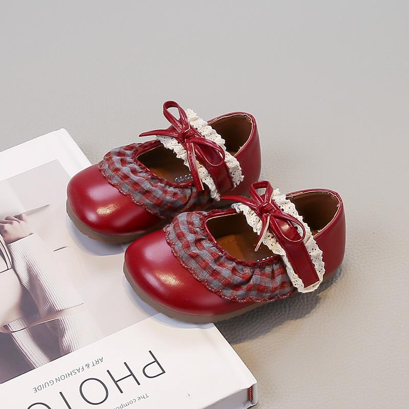 

New Spring Autumn Girl Leather Shoes Mary Jane Chic Bowknot Children Fashion Flat Shoes Wedding Party Kids Princess Casual daily 24