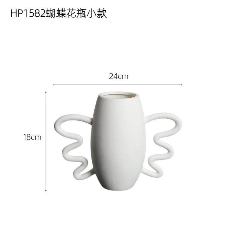 White Ceramic Vase Wave-shaped Handle Abstract Pot Flower Vase  Flowerpot White Porcelain Vases Home Decoration Accessories