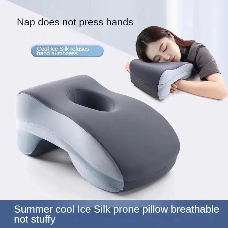 

Soft Memory Foam Office Nap Pillow Sleeping Cushion with Breathable Hollow Design Pink+Baby Blue