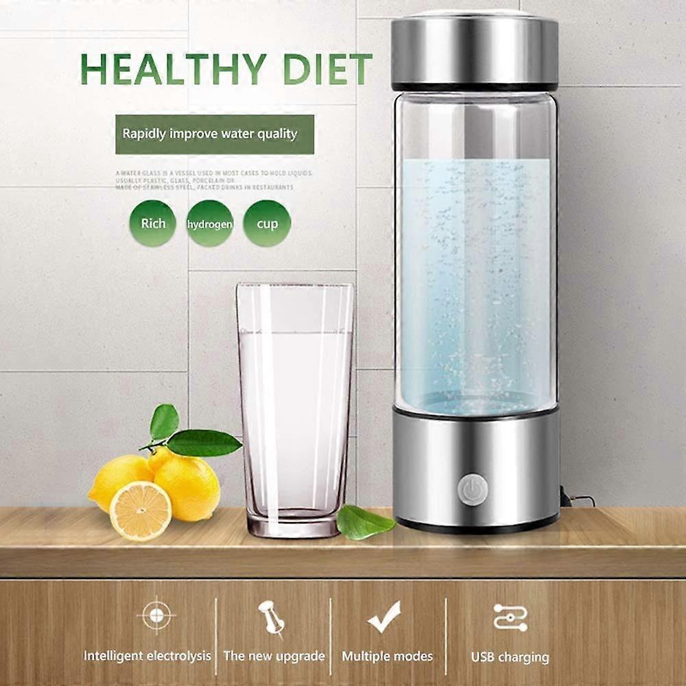 Bottiglia Acqua Idrogeno, Generatore Portatile di Acqua Ricca di Idrogeno Macchina Acqua Idrogeno Ricaricabile USB Bicchiere Acqua Idrogeno 420ml
