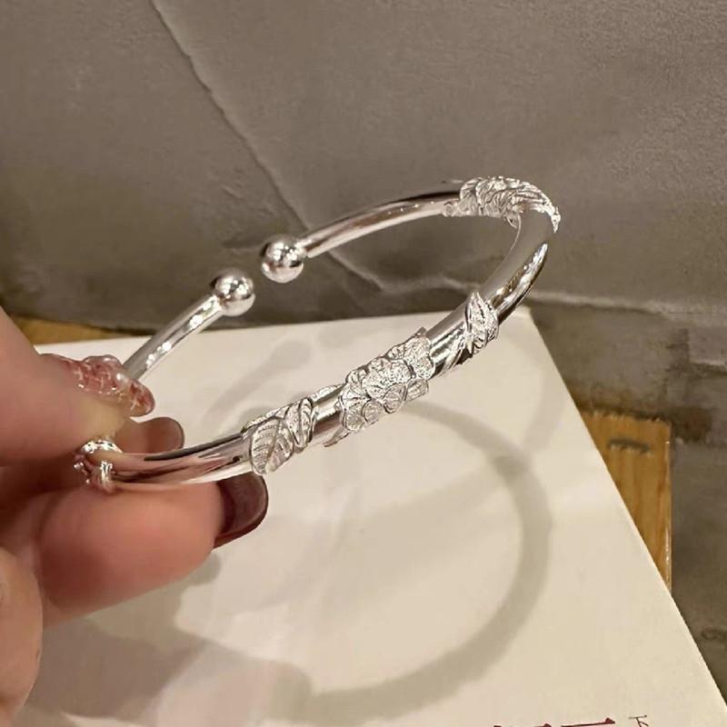 Chinese Style Retro Delicate Bangles For Women Girls Simple Opening Adjustable Bracelets Jewelry Accessories Birthday Gifts