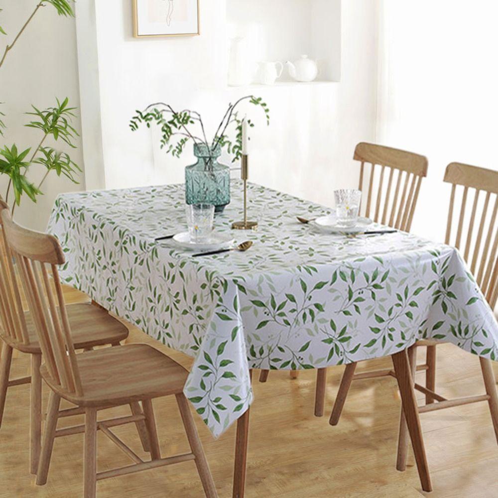 PVC Waterproof Tablecloth Bamboo Leaves Printed Table Decor Cloth Table Cover  Kitchen