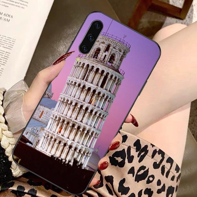 Pouzdro na telefon Šikmá věž v Pise pro Samsung A91 A81 A73 A72 A71 A30S A20 A12 A13 A52 A53 4G 5G Měkký černý kryt na telefon