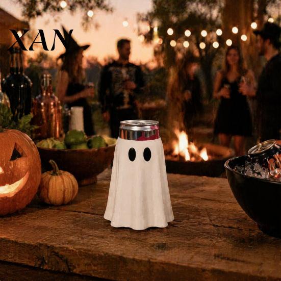 Flexible Drink Insulator Halloween Ghost Can Holder, Spooky Figurine Reusable Holder Cooler Sleeve, for Party Slim Standard And Tall Cans Insulated