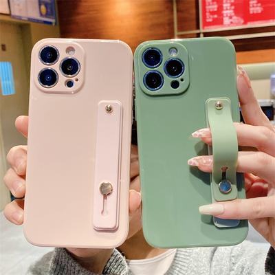 Silikon Bilek Kayışı Standı Tutucu Telefon Kılıfı Iphone 13 Pro Max 12 11 Xs Max X Xr 7 8 Artı 13 Pro Yumuşak Şeker Renk Arka Kapak