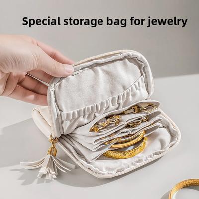 Boîte de rangement pour bijoux portable multi-couches de grande capacité, Sac de rangement pour bracelets, colliers et bagues de collection