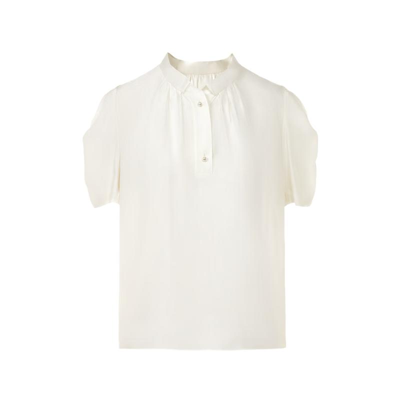 Lancy French-Inspired Stand Collar Puff Sleeve Blouse XL грязно-белый