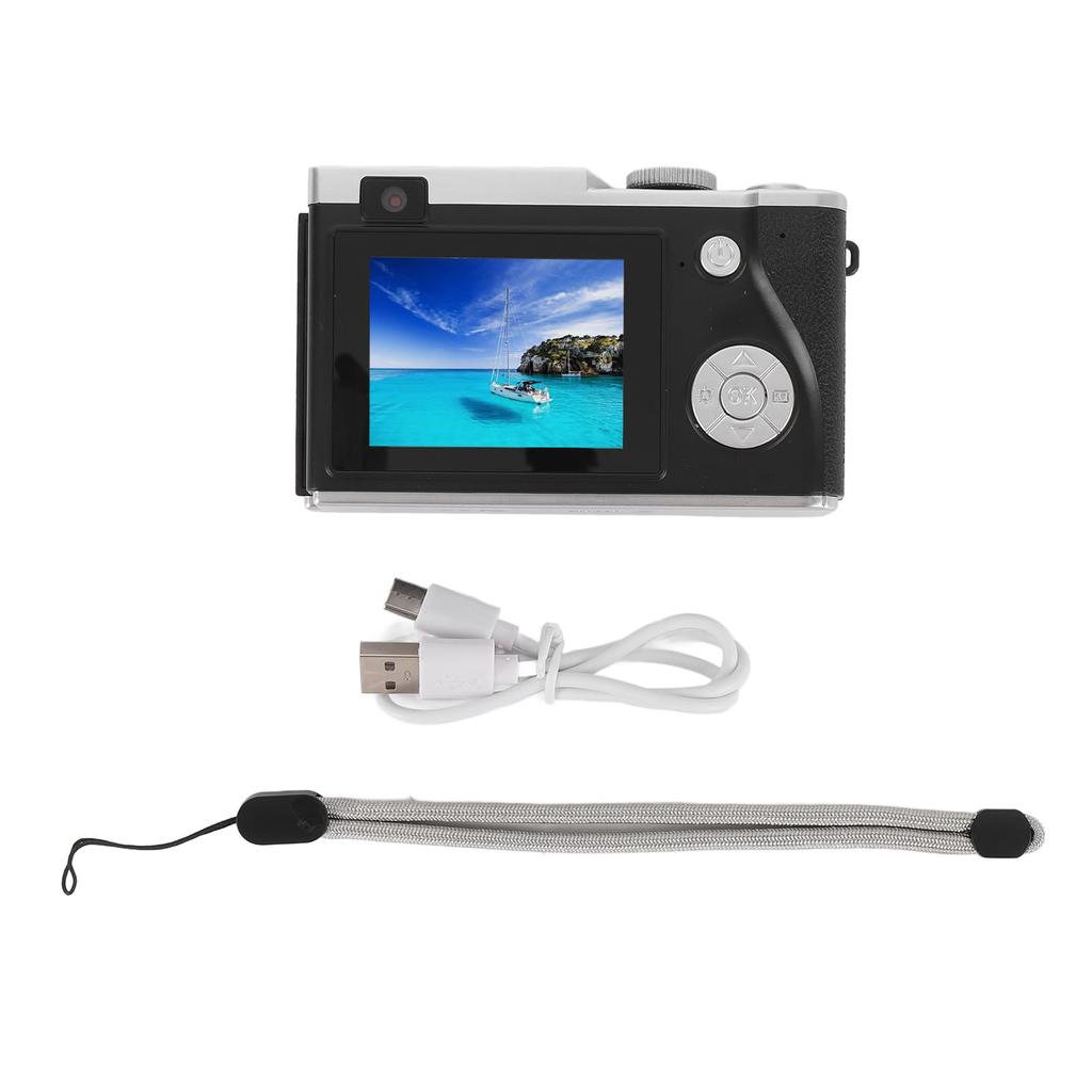 4K Digital Camera for Photography, 64MP Vlogging Camera with 16x Zoom, Vintage CCD Selfie Camera, 2.4-inch Screen Compact Camera, Retro Travel Camera