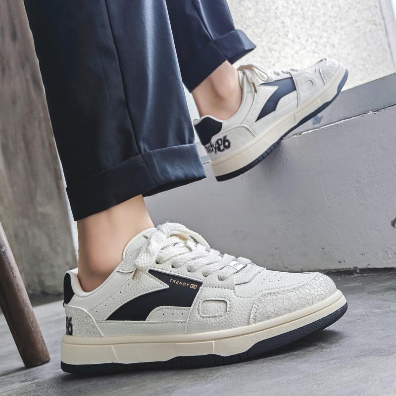 

2024 Весна Новая корейская мода Универсальная толстая подошва Удобная обувь для скейтбординга Повседневная модная парусиновая обувь для мужчин 39 чёрный