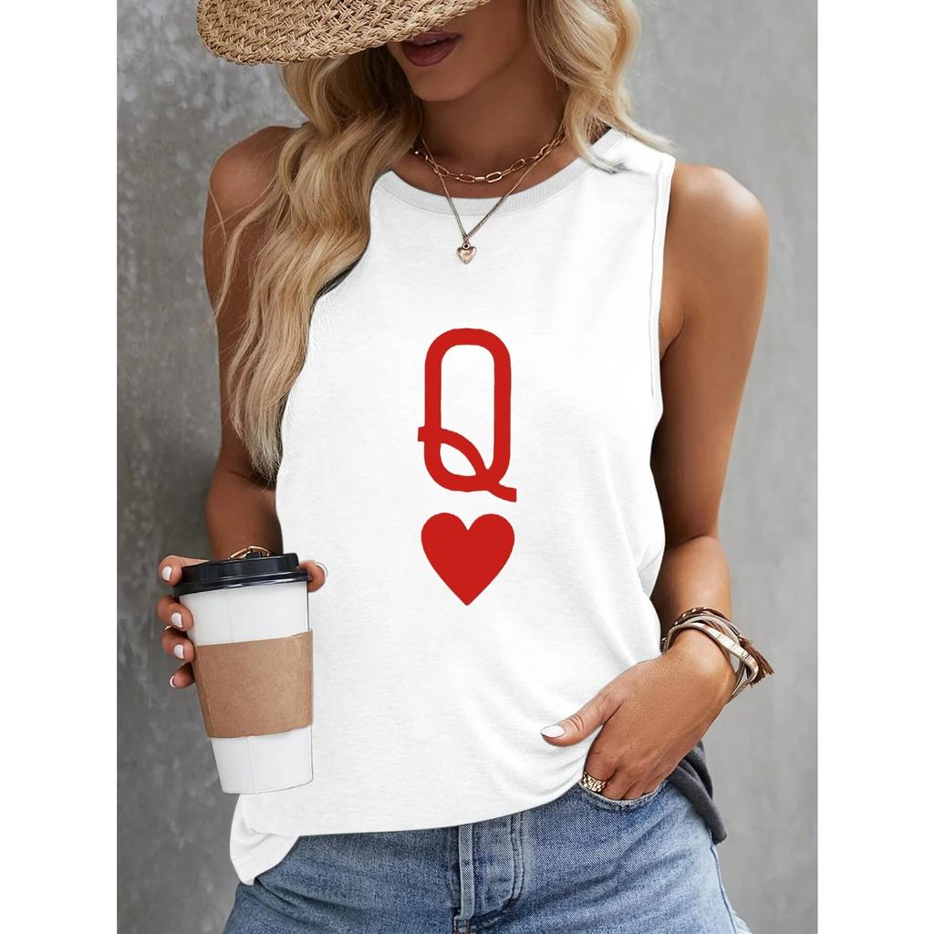 Summer Round Neck 3D Printed Top Fashionable Casual Sleeveless Women's Tank Tops