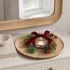 Bow/Flower Christmas Candle Ring Candlestick Wreaths  Fireplace Mantel Decor