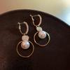 Fashion Korean Oversized White Drop Earrings for Women Bohemian Golden Round Zircon Wedding Earrings Jewelry Gift KTJ