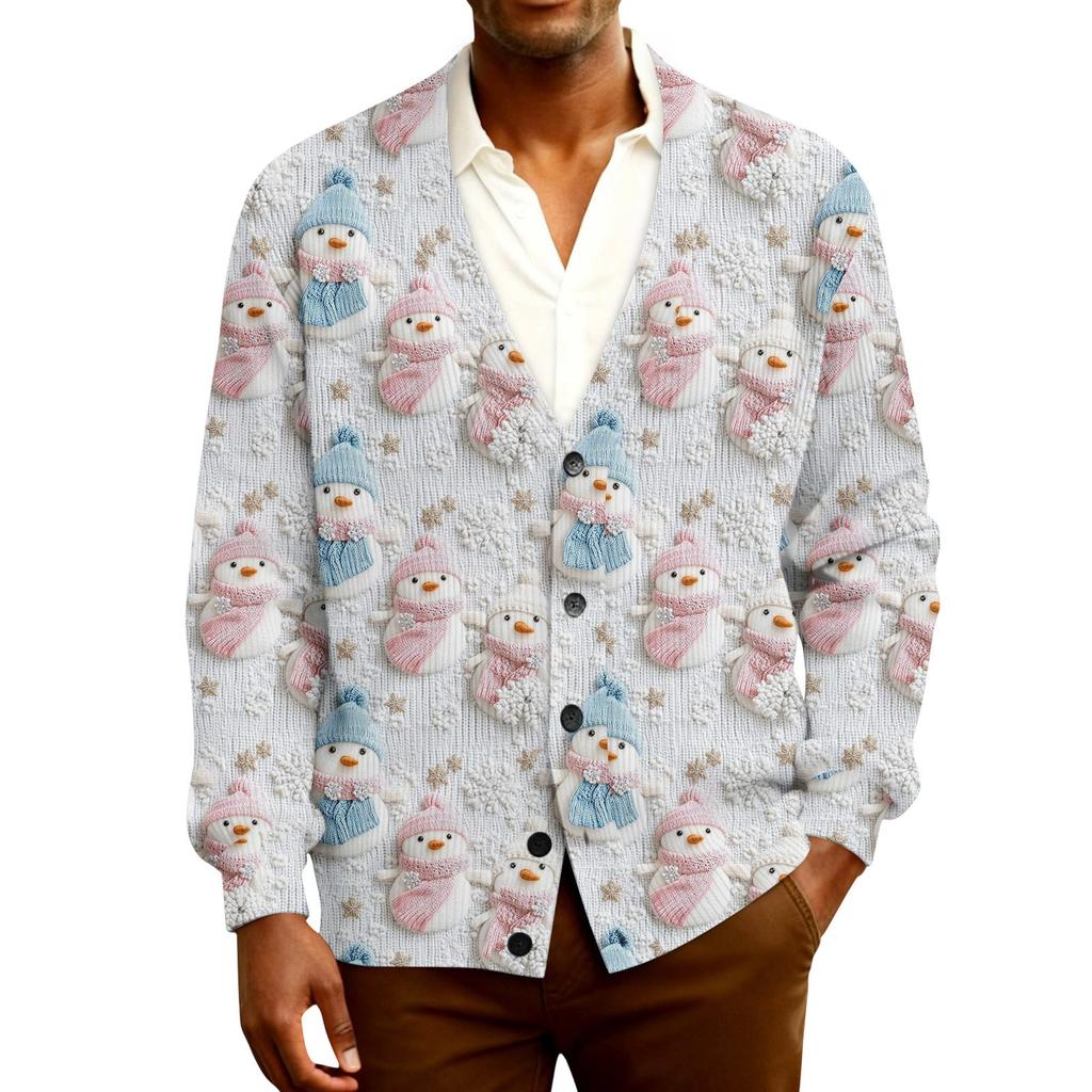 Ribbad långärmad kofta för män