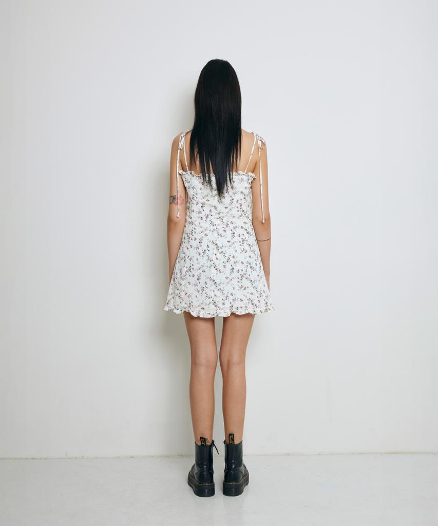 NOT YOUR ROSE Frill Mini Dress (Ivory)
