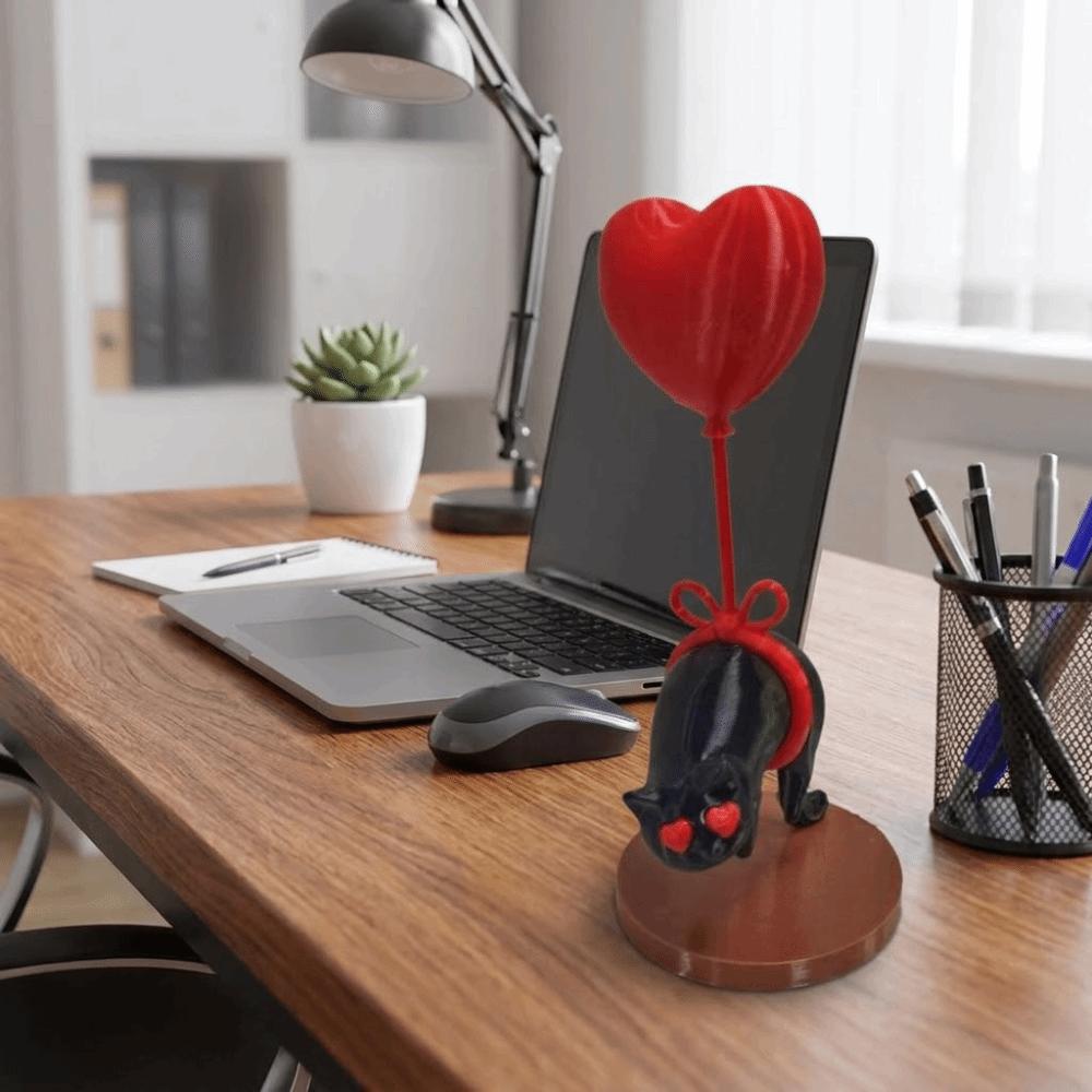 Romantic Cat Heart Balloon Decoration Suspended Black Cat Desktop Decoration  Office Desk
