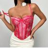 Vento novo renda plus-size bordado espartilho de osso de peixe sexy tomara que caia com alças decote nas costas aberto